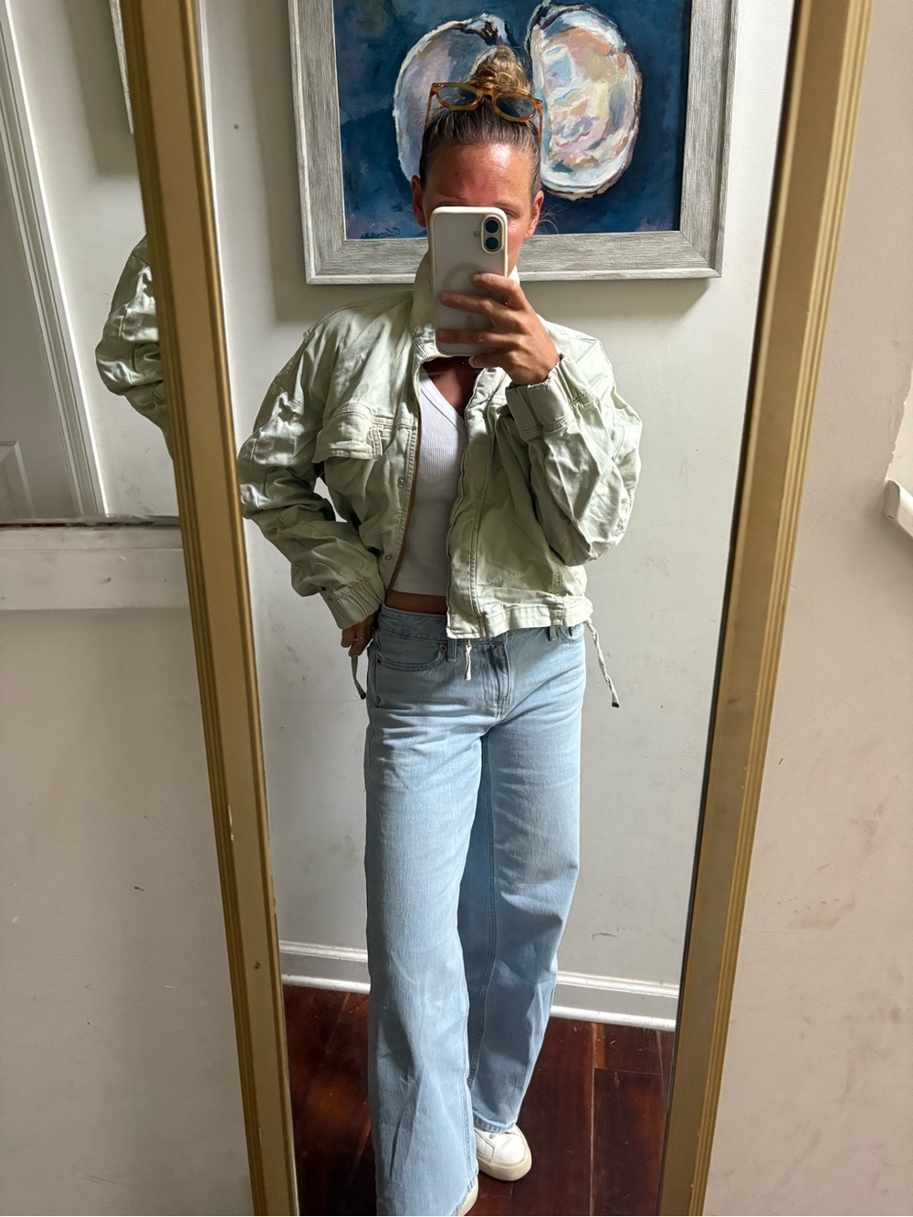 Anna Light Sage Utility Bomber Jacket